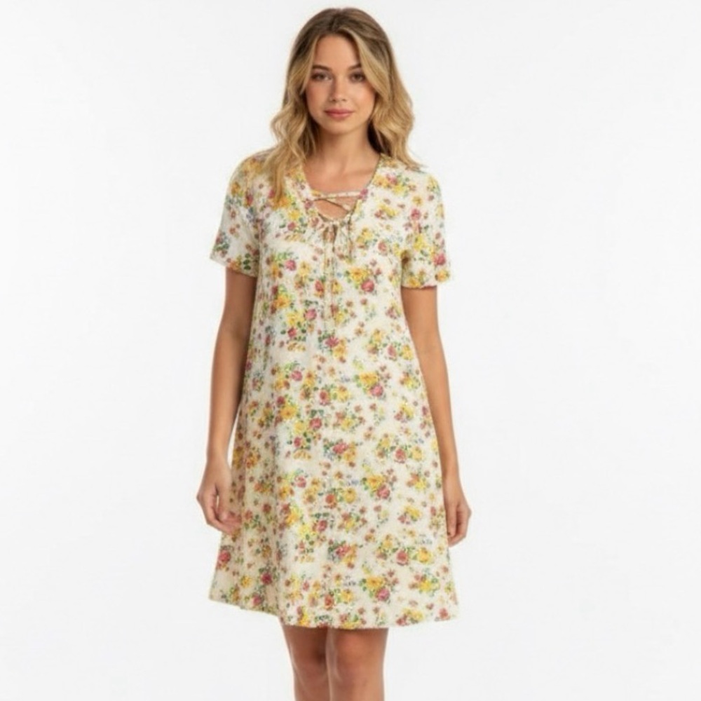 Vivid Floral Spring Knee Length Dress 🌼